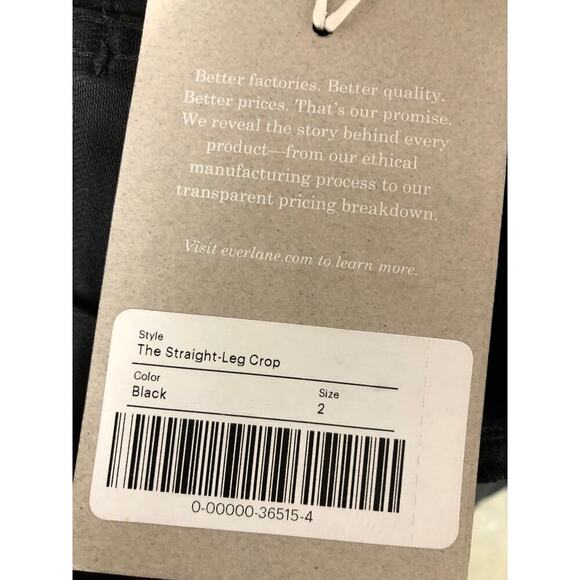 Everlane The Straight Leg Crop Pants High Waisted 4-Pocket Design Black NWT 2 - Picture 5 of 7